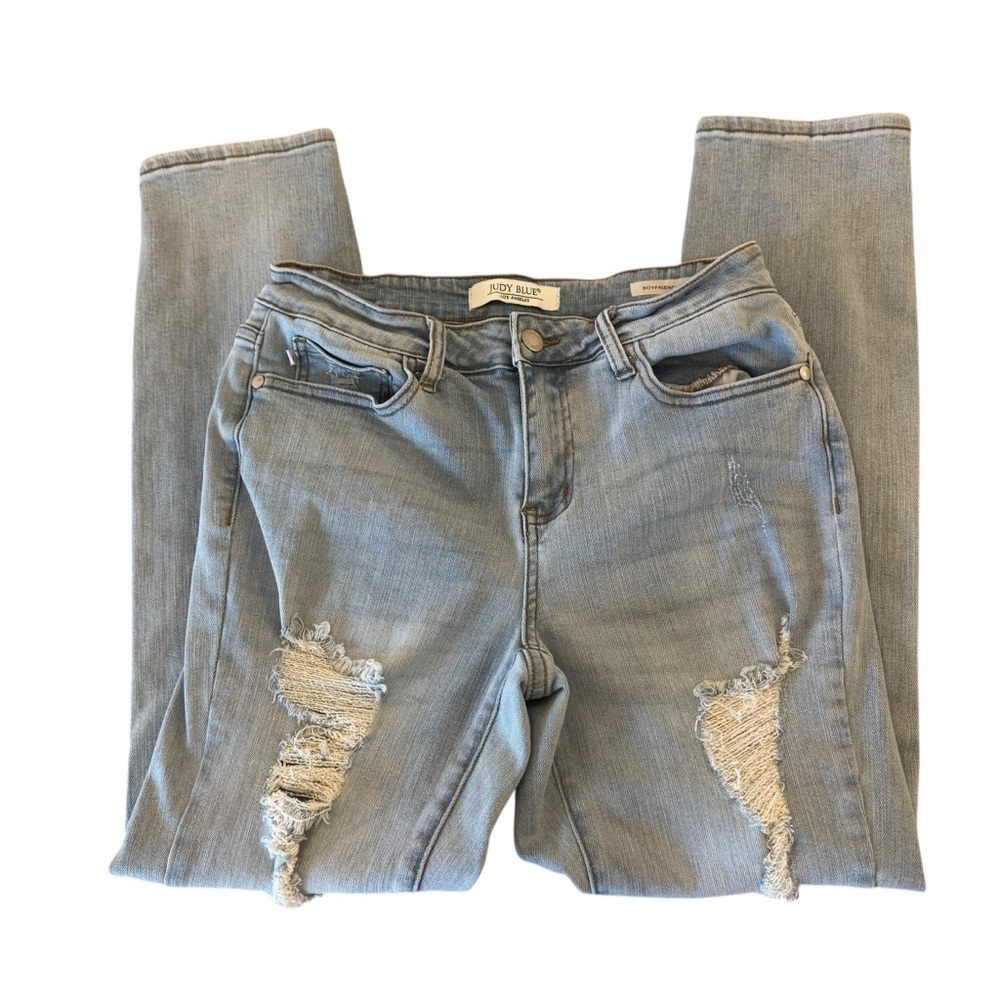 Judy Blue Women's Distressed boyfriend fit Blue jeans